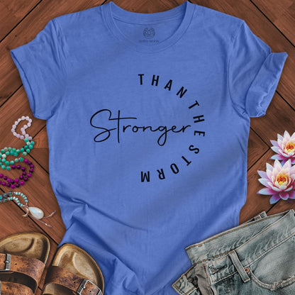 Stronger Than The Storm Tee Heather Columbia Blue