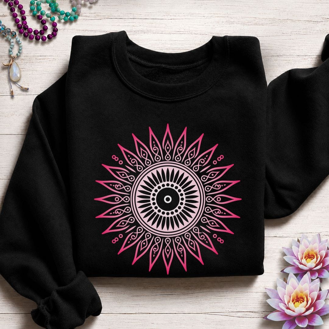 Summer Sun Mandala Sweatshirt Black
