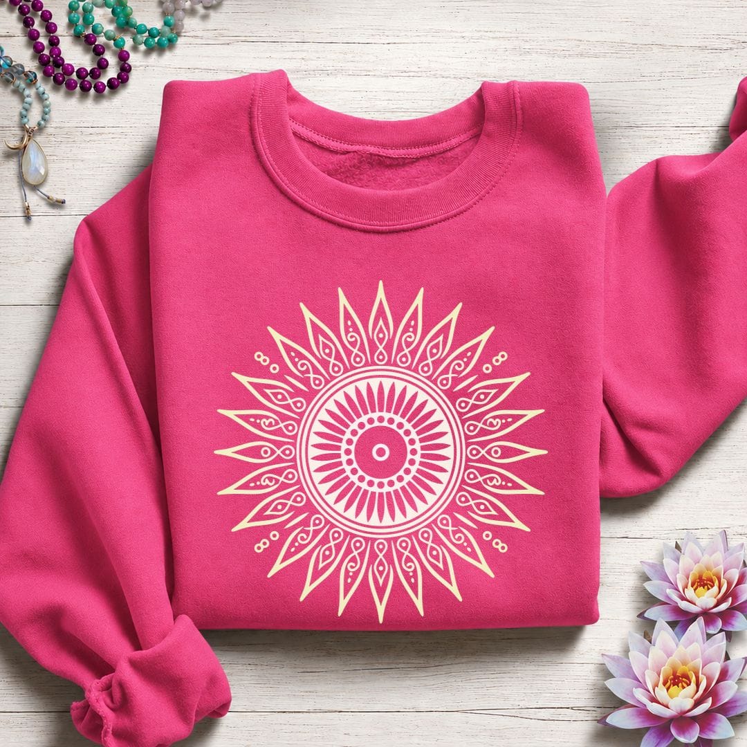 Summer Sun Mandala Sweatshirt Heliconia