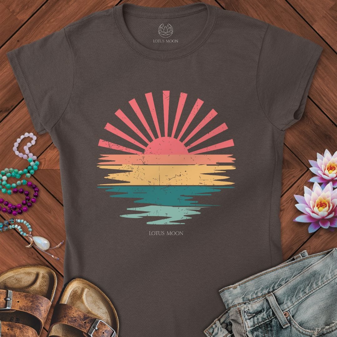 Summer Sunset Fitted Tee Dark Chocolate