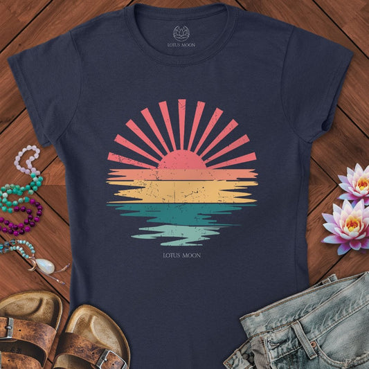 Summer Sunset Fitted Tee Navy
