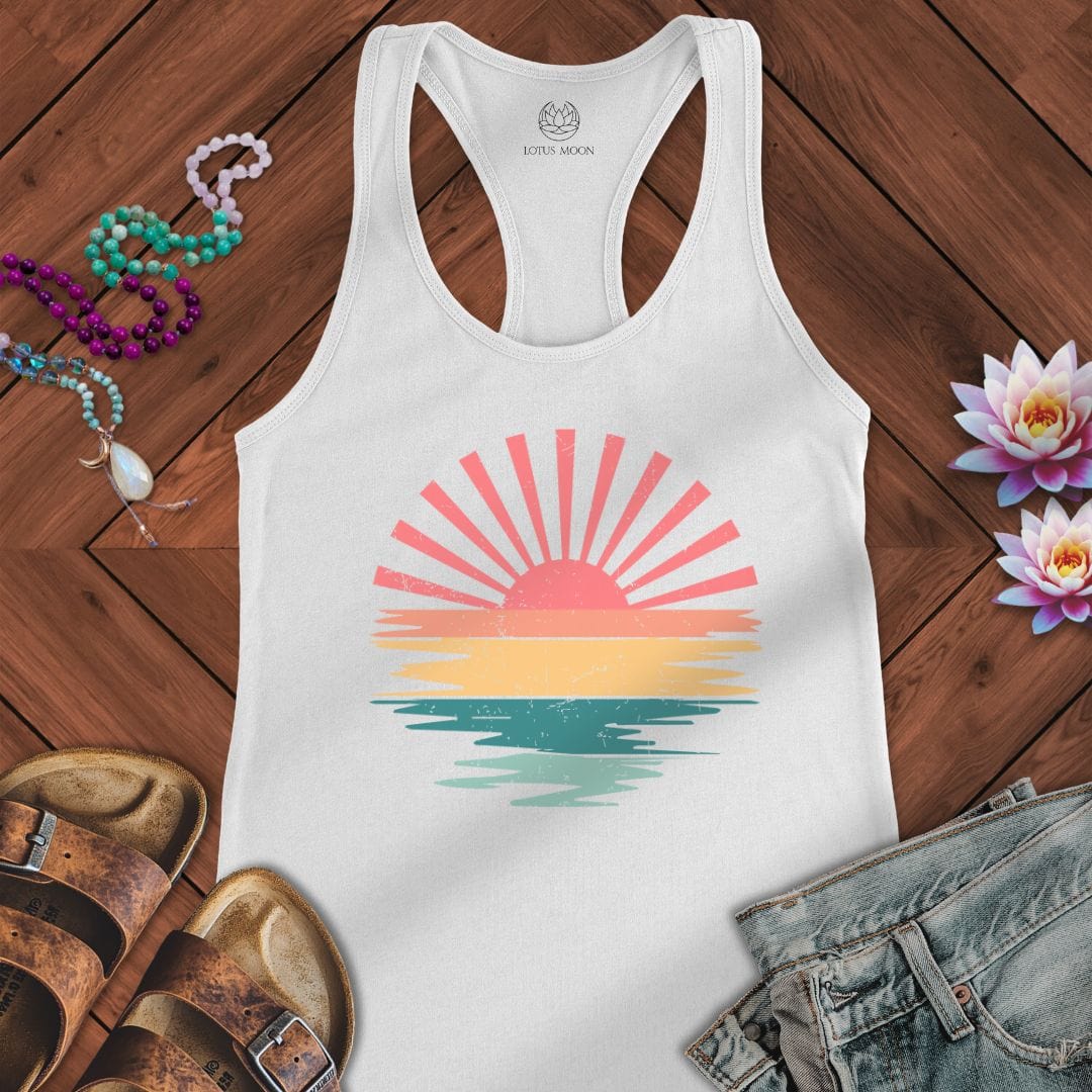 Summer Sunset Tank Solid White