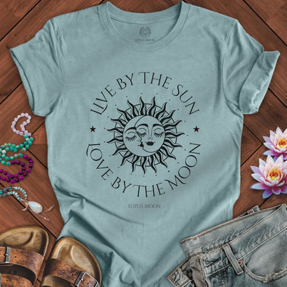 Sun and Moon Tee Heather Blue Lagoon