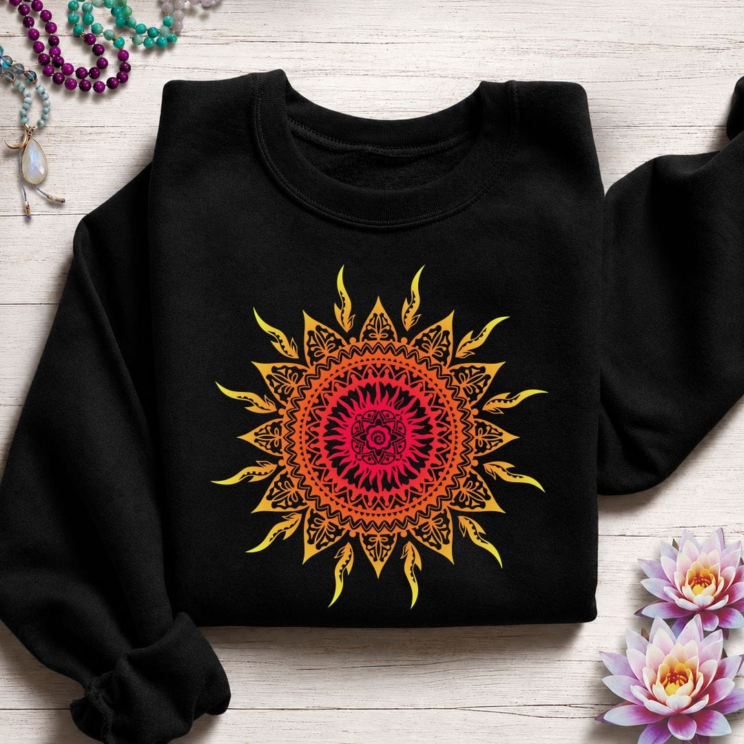 Printify Sweatshirt Sun Mandala Sweatshirt Black / S