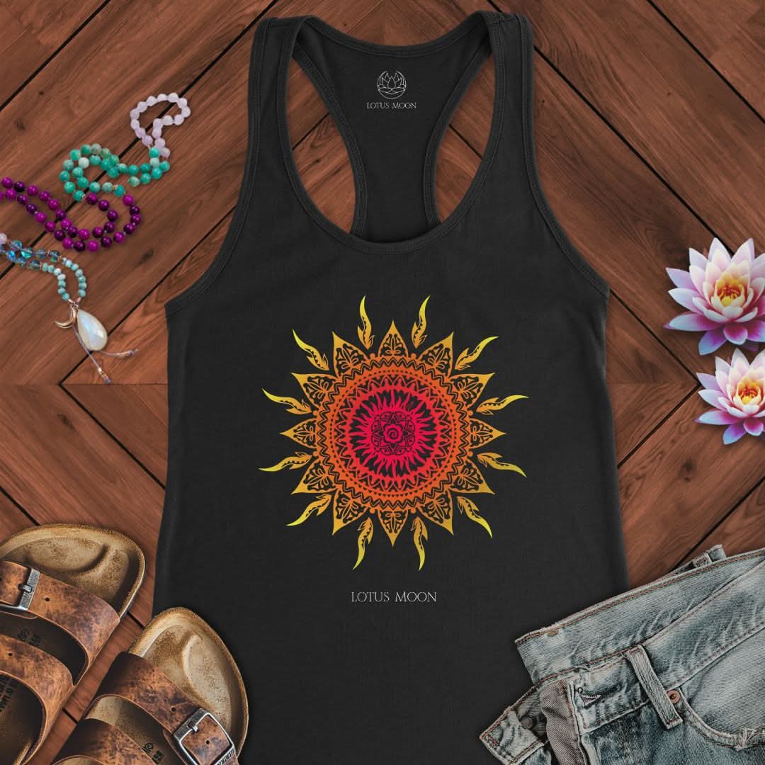 Sun Mandala Tank Solid Black