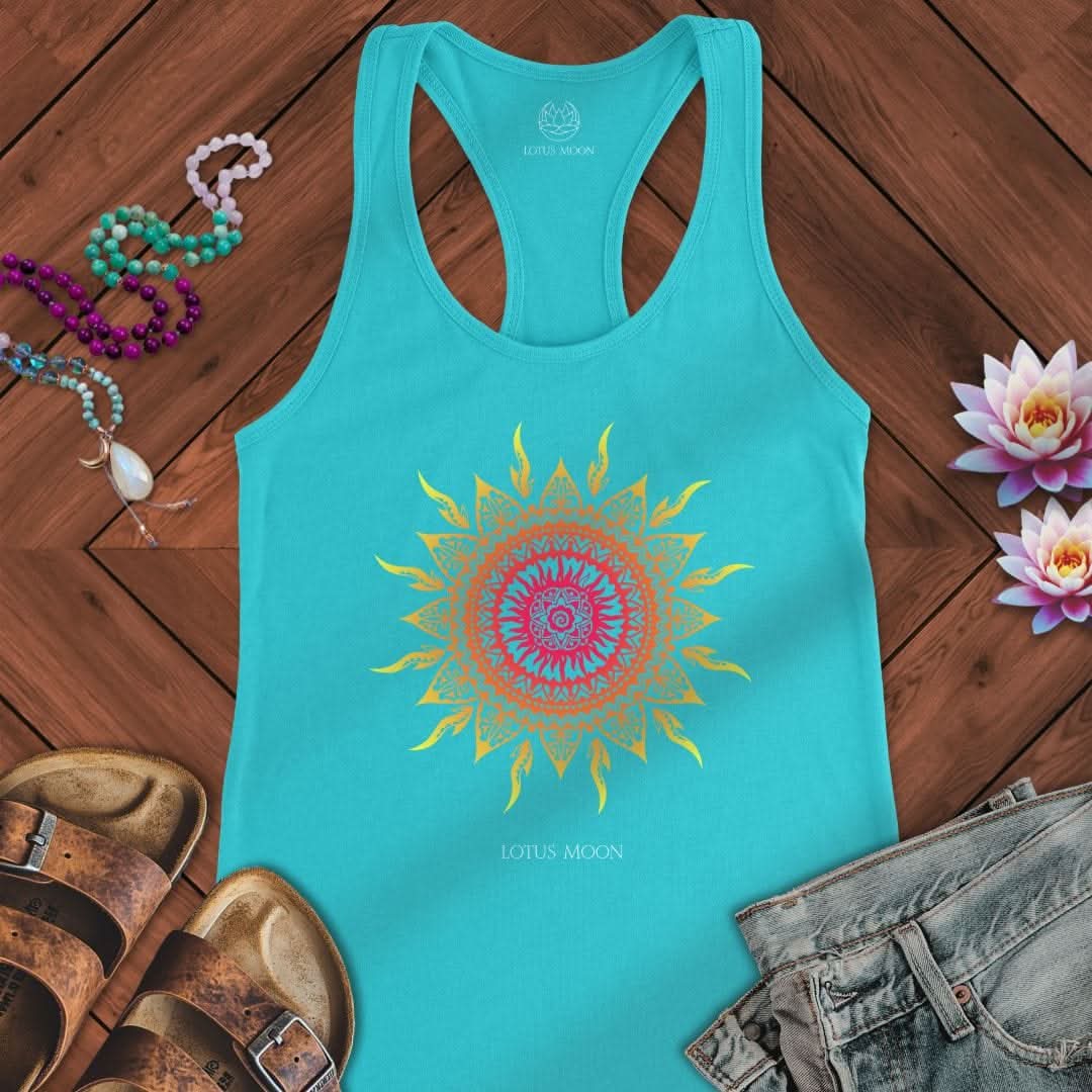 Sun Mandala Tank Solid Tahiti Blue