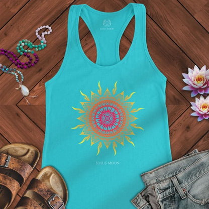 Sun Mandala Tank Solid Tahiti Blue