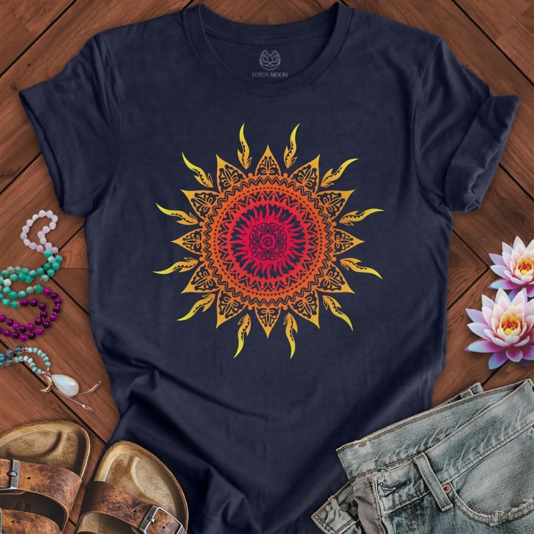 Sun Mandala Tee Heather Midnight Navy