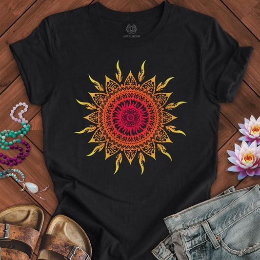Sun Mandala Tee Solid Black Blend