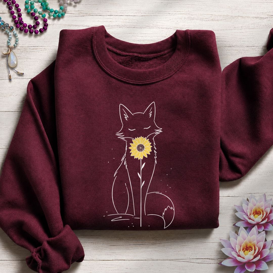 Sunflower Fox Sweatshirt Maroon
