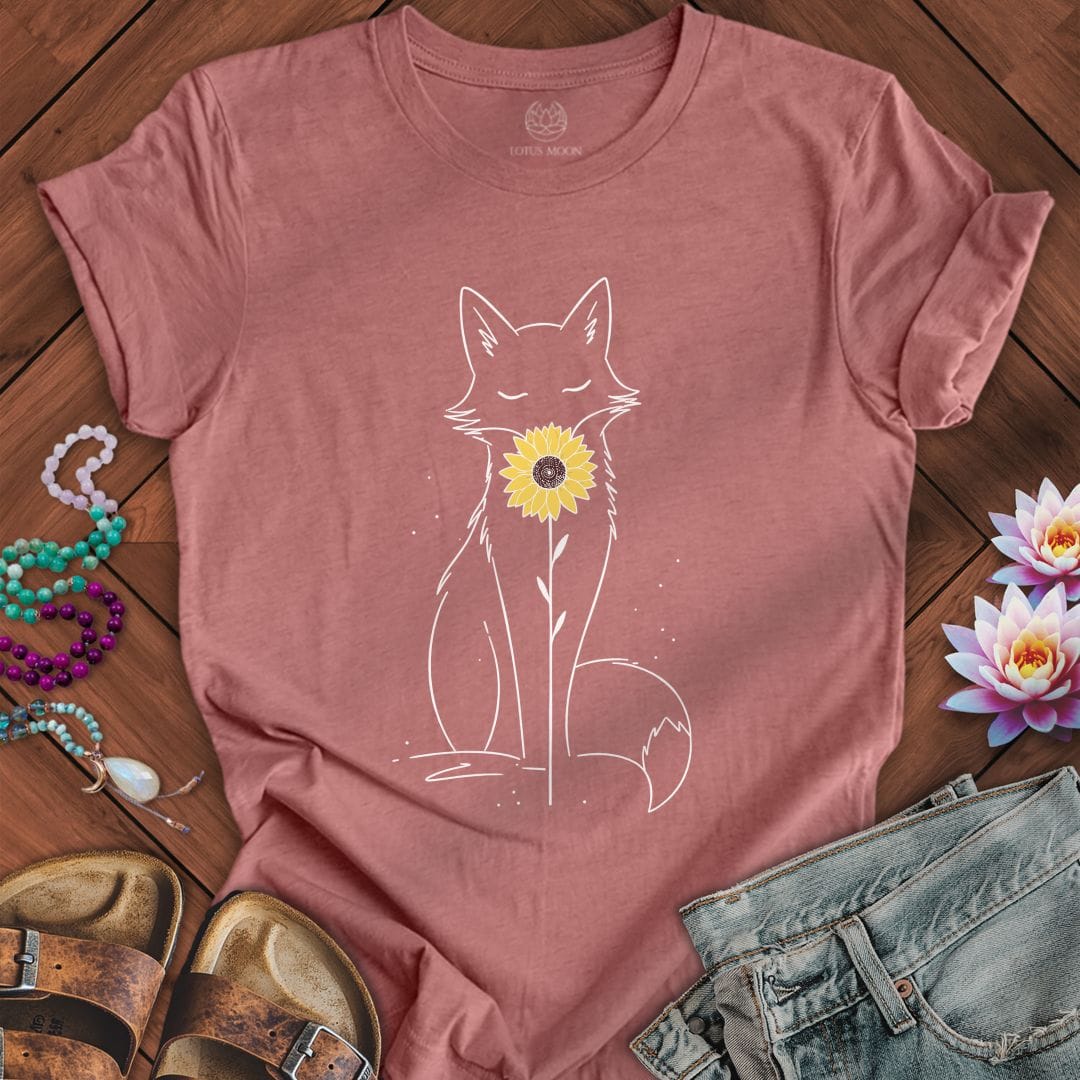 Printify T-Shirt Sunflower Fox Tee Heather Mauve / S