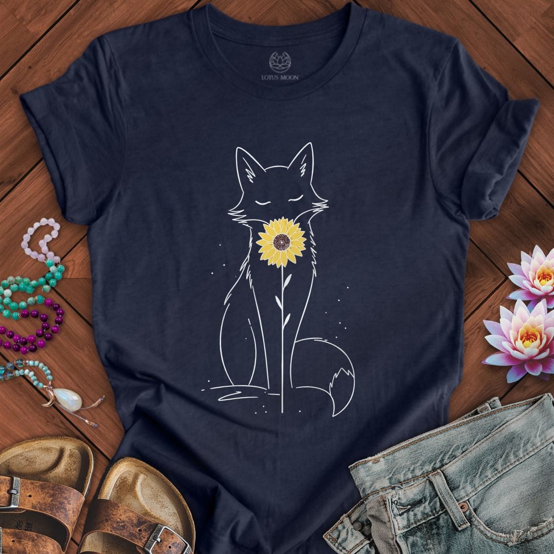 Printify T-Shirt Sunflower Fox Tee Heather Midnight Navy / S