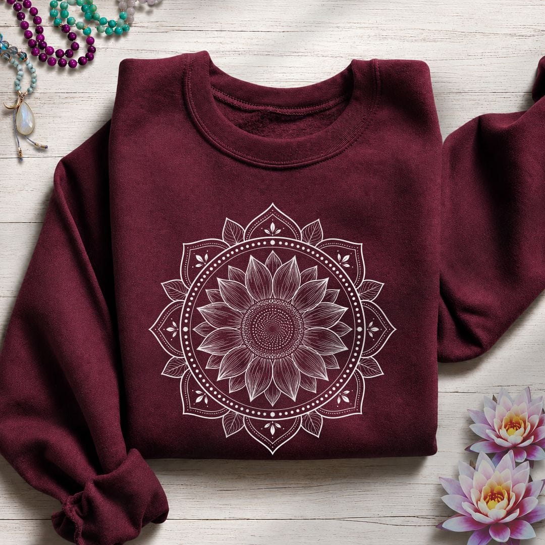 Sunflower Mandala Sweatshirt Maroon