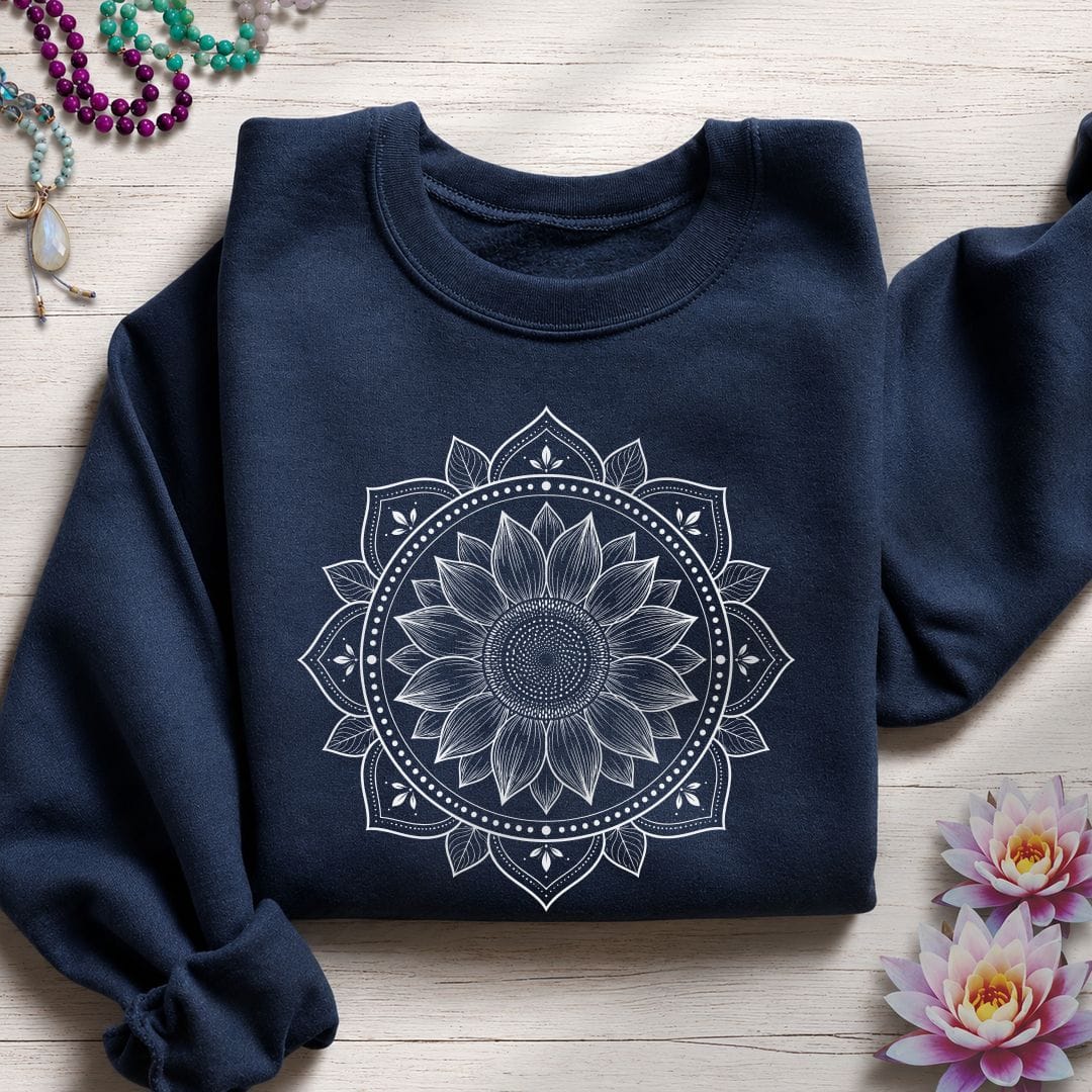 Sunflower Mandala Sweatshirt Navy
