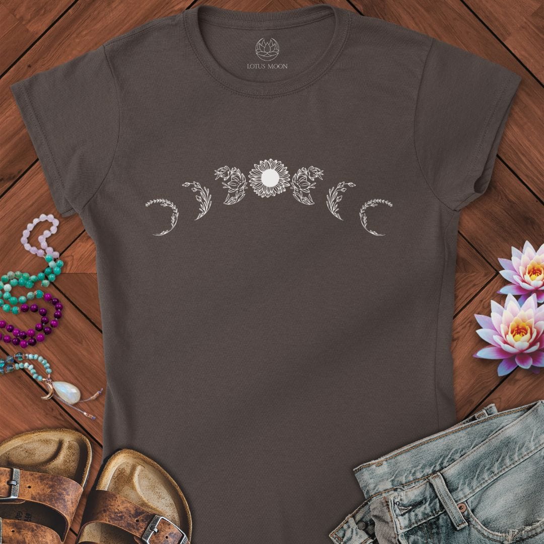 Sunflower Moon Phases Fitted Tee Dark Chocolate
