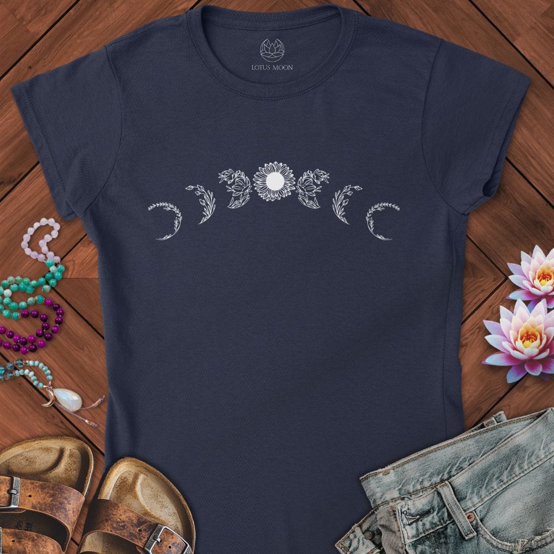 Sunflower Moon Phases Fitted Tee Navy