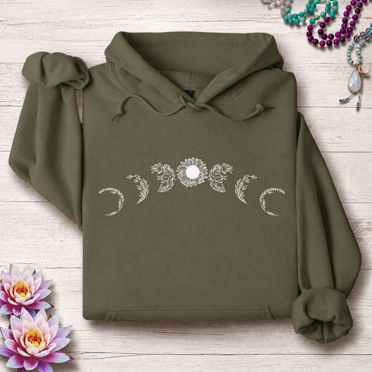Sunflower Moon Phases Hoodie Military Green