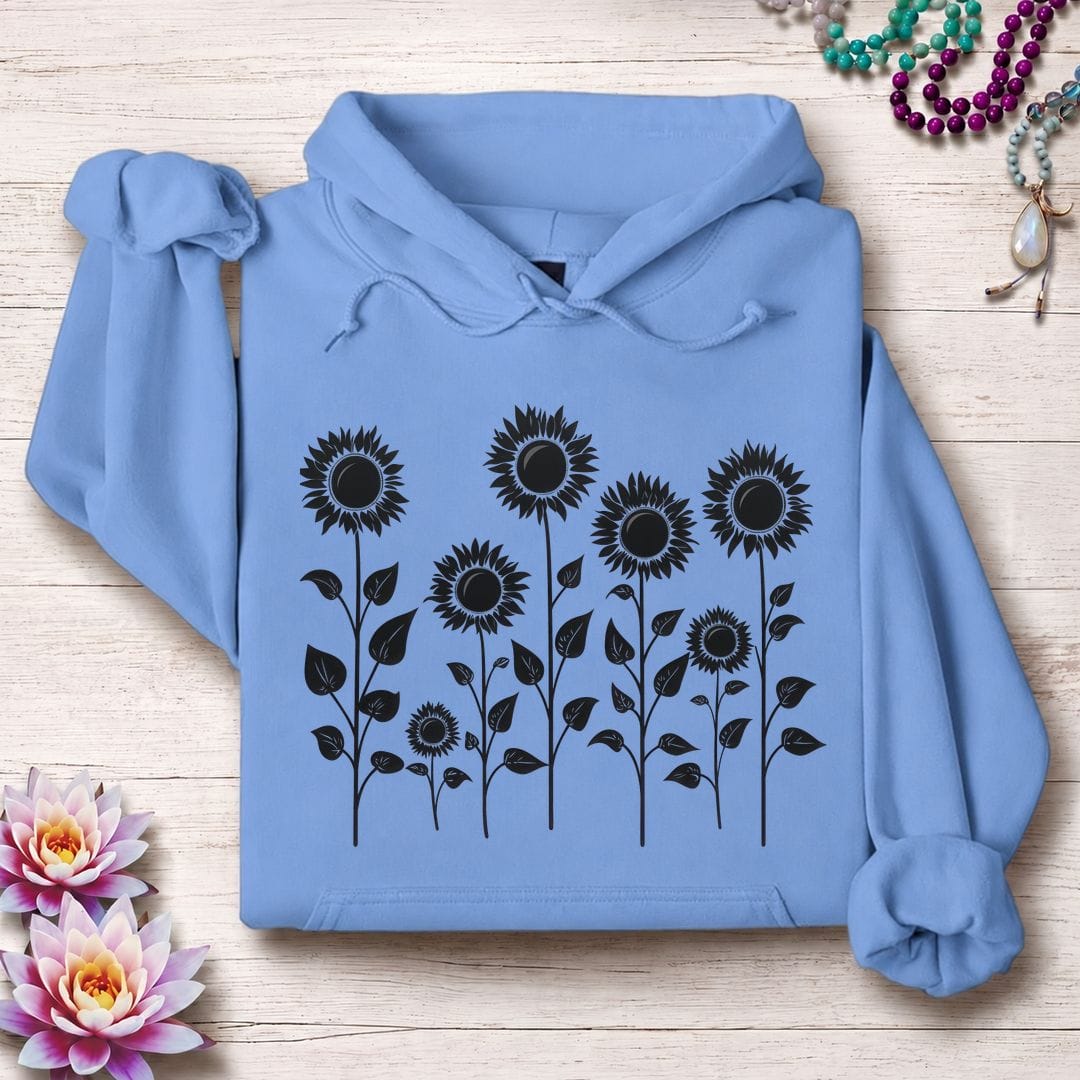 Printify Hoodie Sunflowers Hoodie Carolina Blue / S