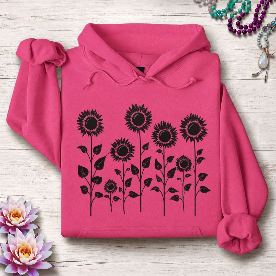Printify Hoodie Sunflowers Hoodie Heliconia / S