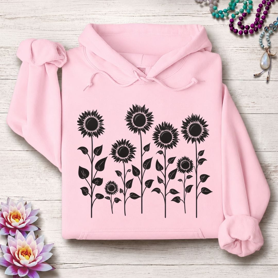 Printify Hoodie Sunflowers Hoodie Light Pink / S