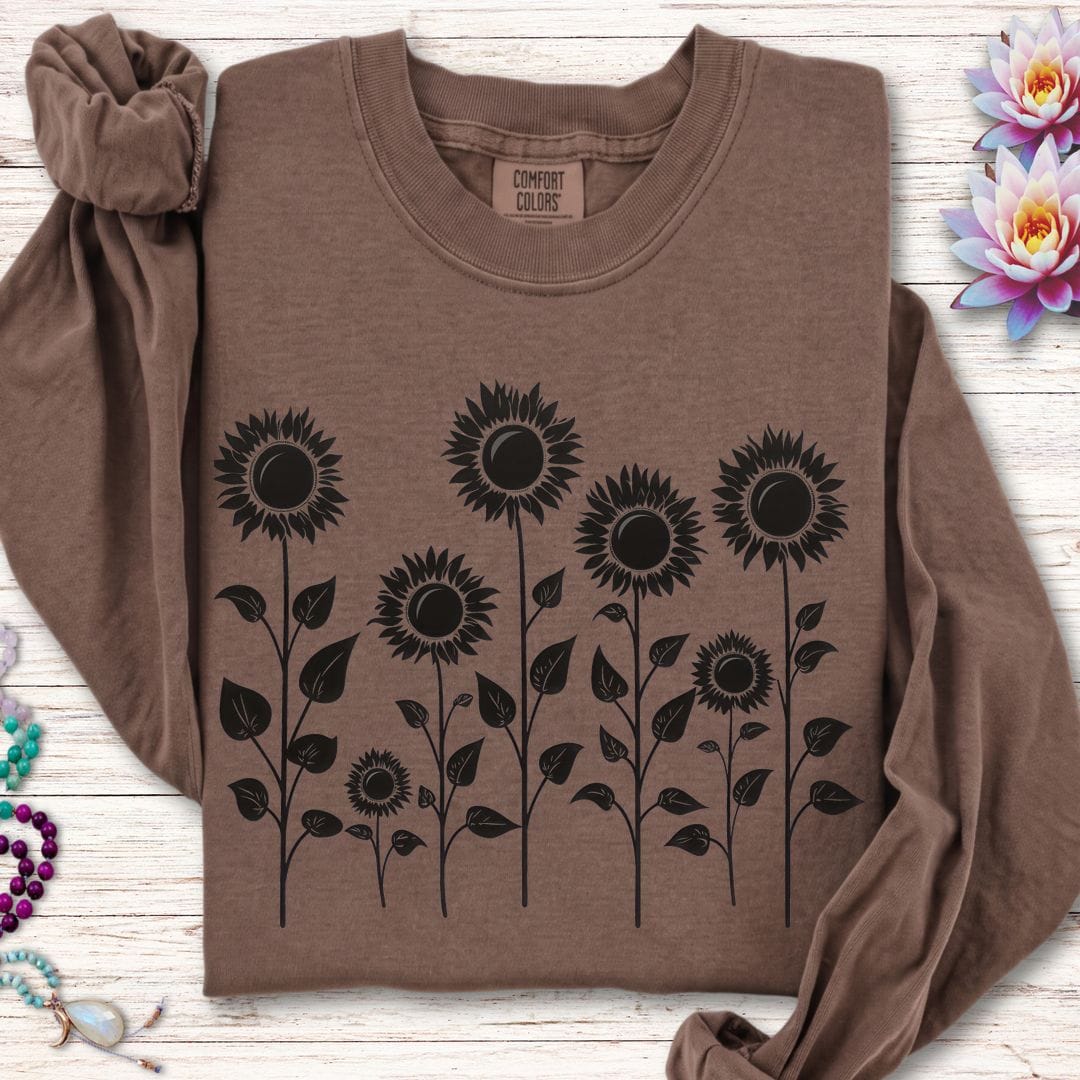 Printify Long-sleeve Sunflowers Long Sleeve Tee Espresso / S