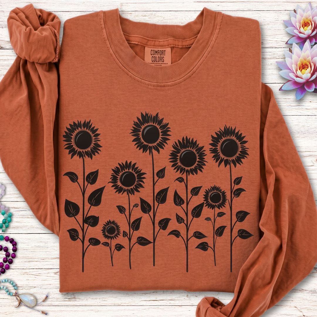 Printify Long-sleeve Sunflowers Long Sleeve Tee Yam / S