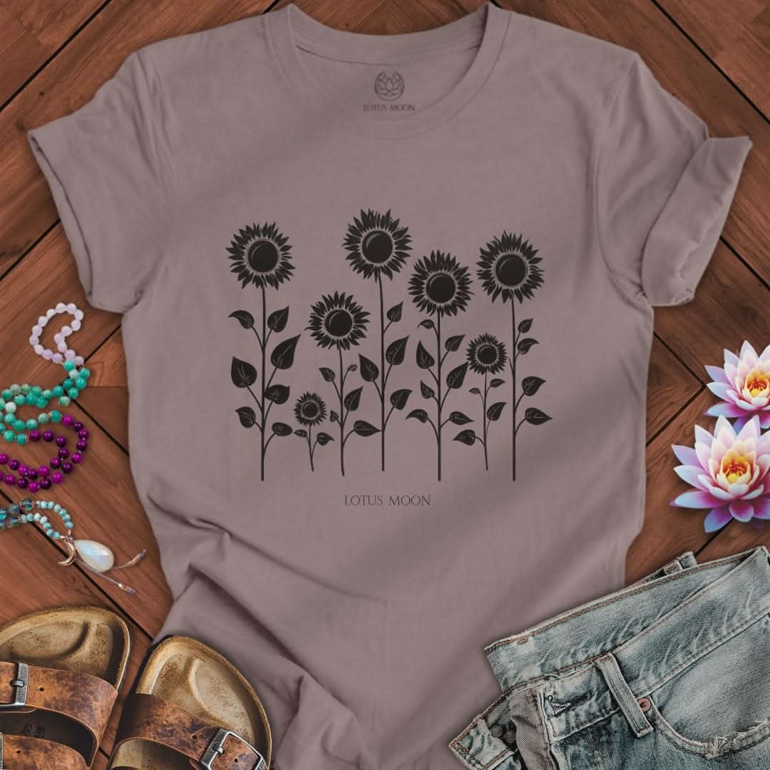 Sunflowers Tee Pebble Brown