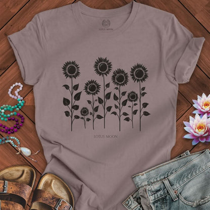 Sunflowers Tee Pebble Brown