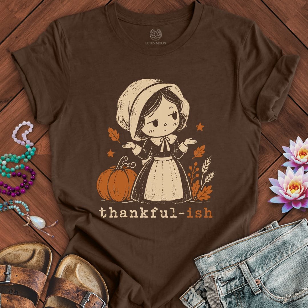 Printify T-Shirt Thankful-ish Tee Heather Brown / S