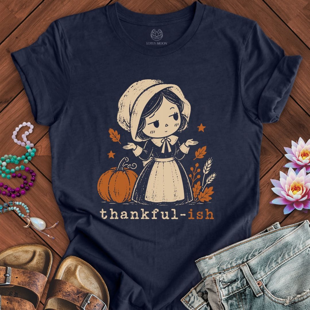 Printify T-Shirt Thankful-ish Tee Heather Midnight Navy / S