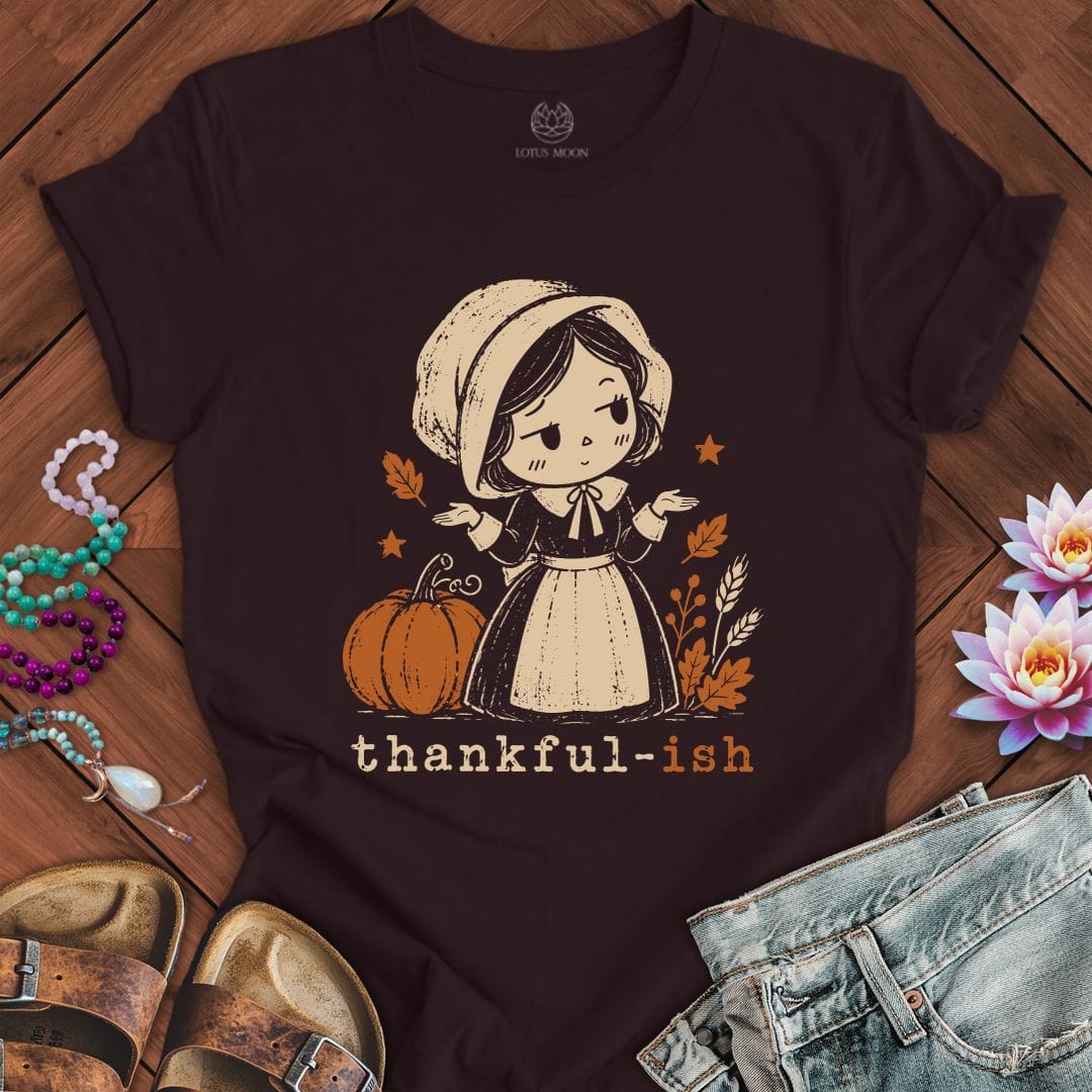 Printify T-Shirt Thankful-ish Tee Oxblood Black / S