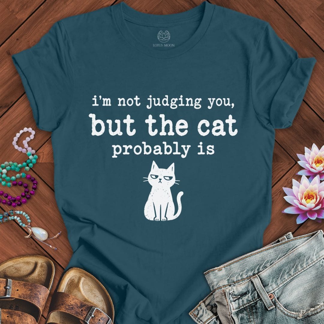 Printify T-Shirt The Judgemental Cat Tee Deep Teal / S