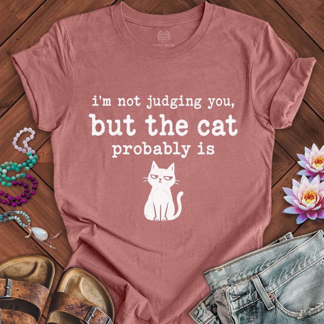 Printify T-Shirt The Judgemental Cat Tee Heather Mauve / S