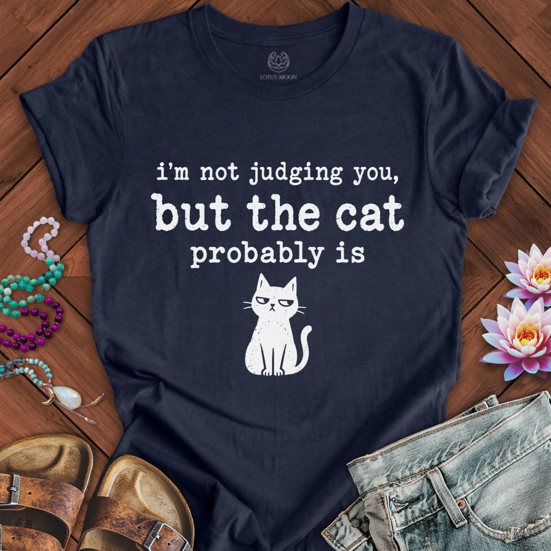 Printify T-Shirt The Judgemental Cat Tee Heather Midnight Navy / S
