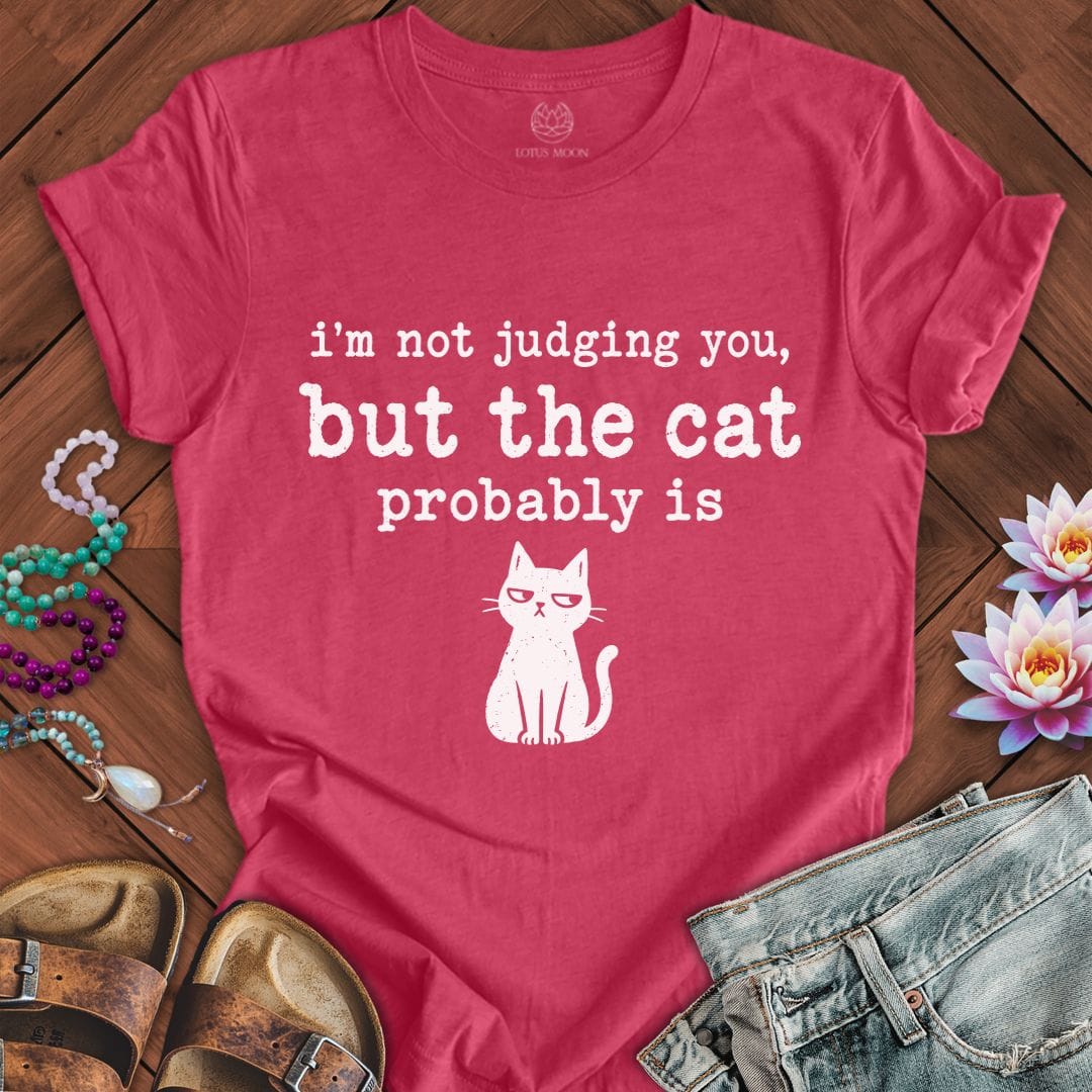 Printify T-Shirt The Judgemental Cat Tee Heather Raspberry / S