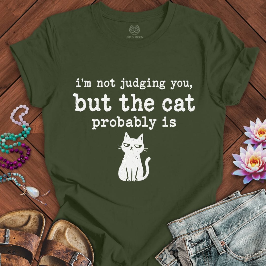 Printify T-Shirt The Judgemental Cat Tee Military Green / S