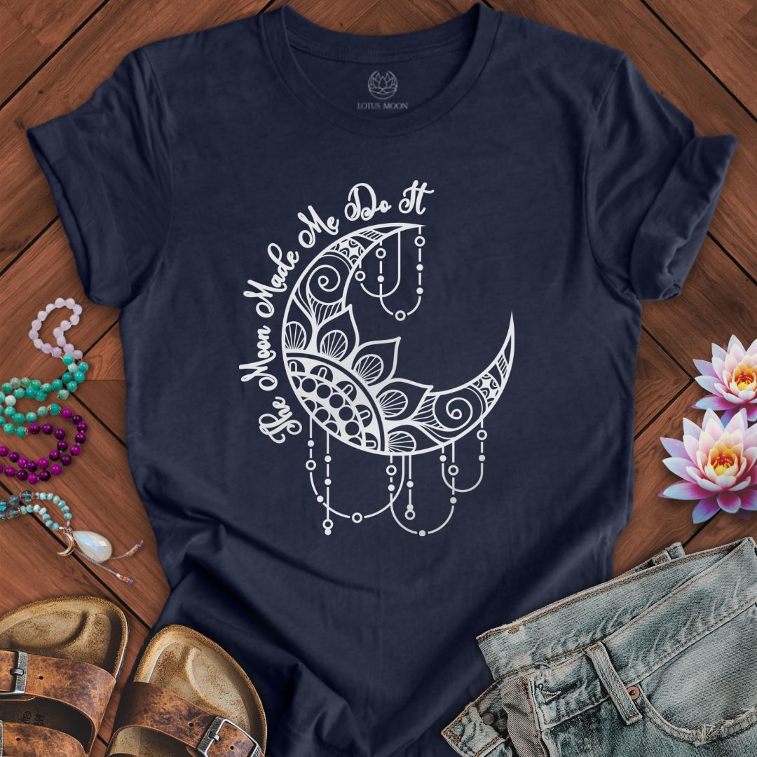 The Moon Made Me Tee Heather Midnight Navy