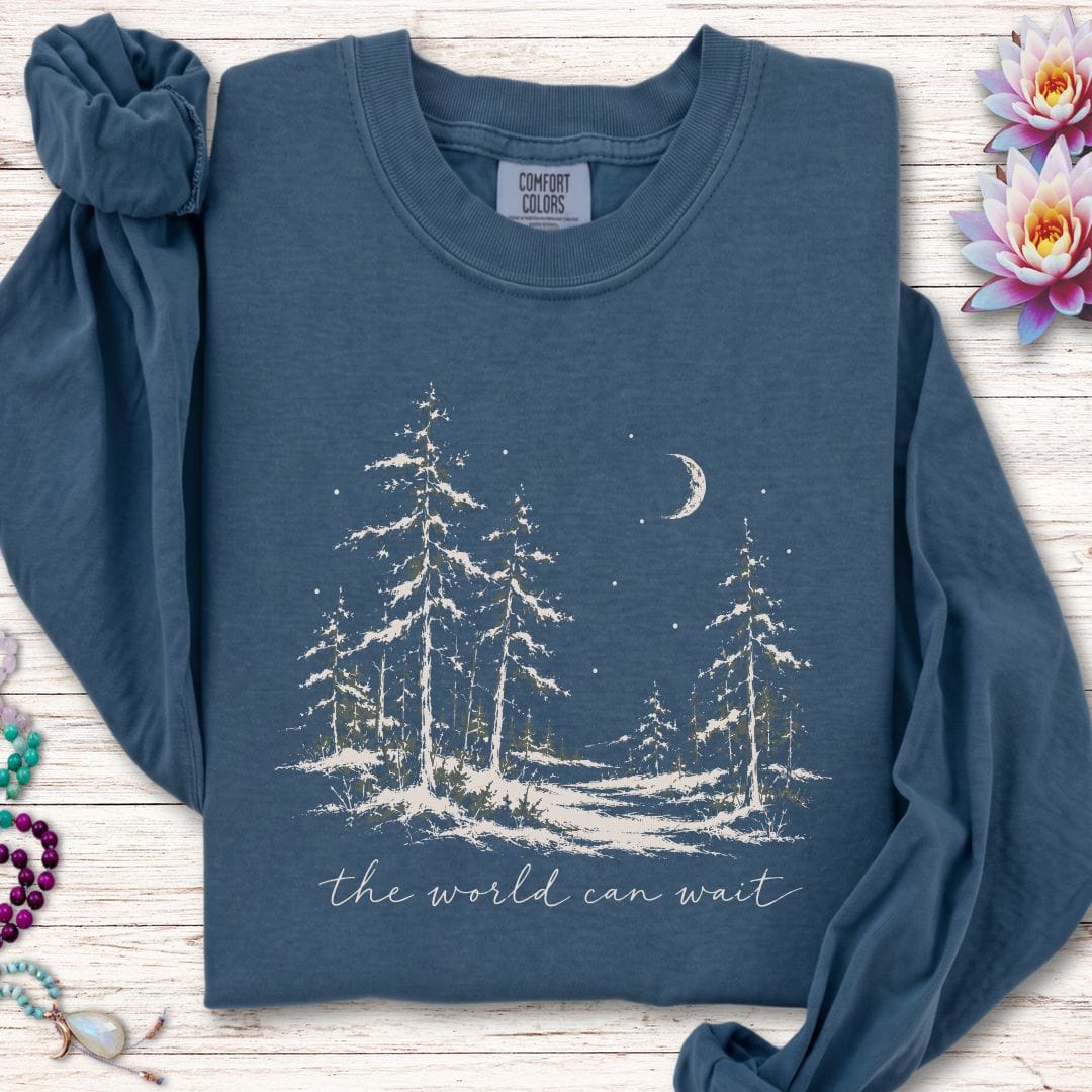 The World Can Wait Long Sleeve Tee Midnight