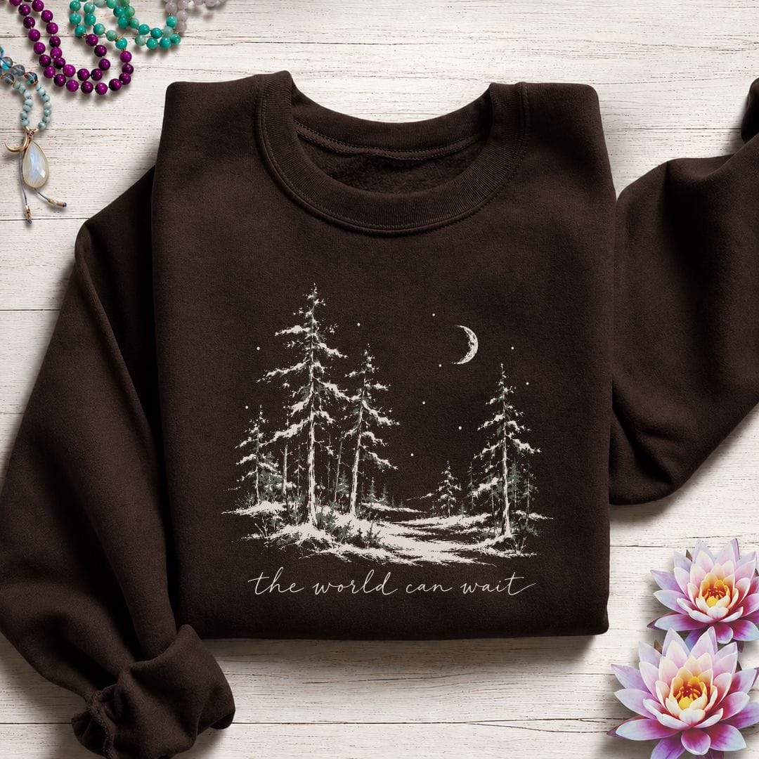 The World Can Wait Sweatshirt Dark Chocolate