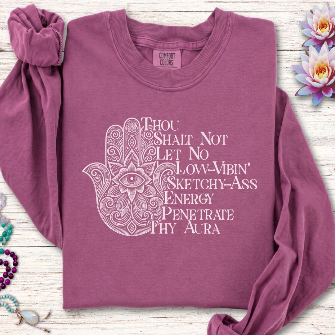 Printify Long-sleeve Thou Shalt Not Long Sleeve Tee Berry / S
