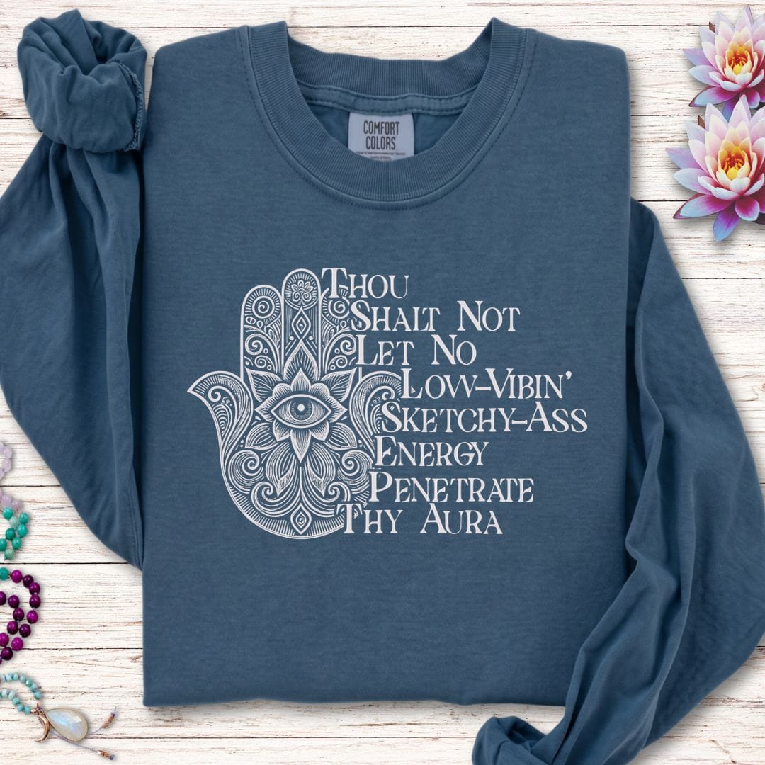 Printify Long-sleeve Thou Shalt Not Long Sleeve Tee Midnight / S