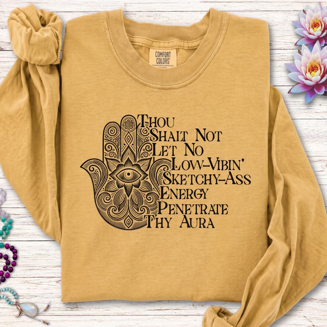 Printify Long-sleeve Thou Shalt Not Long Sleeve Tee Mustard / S