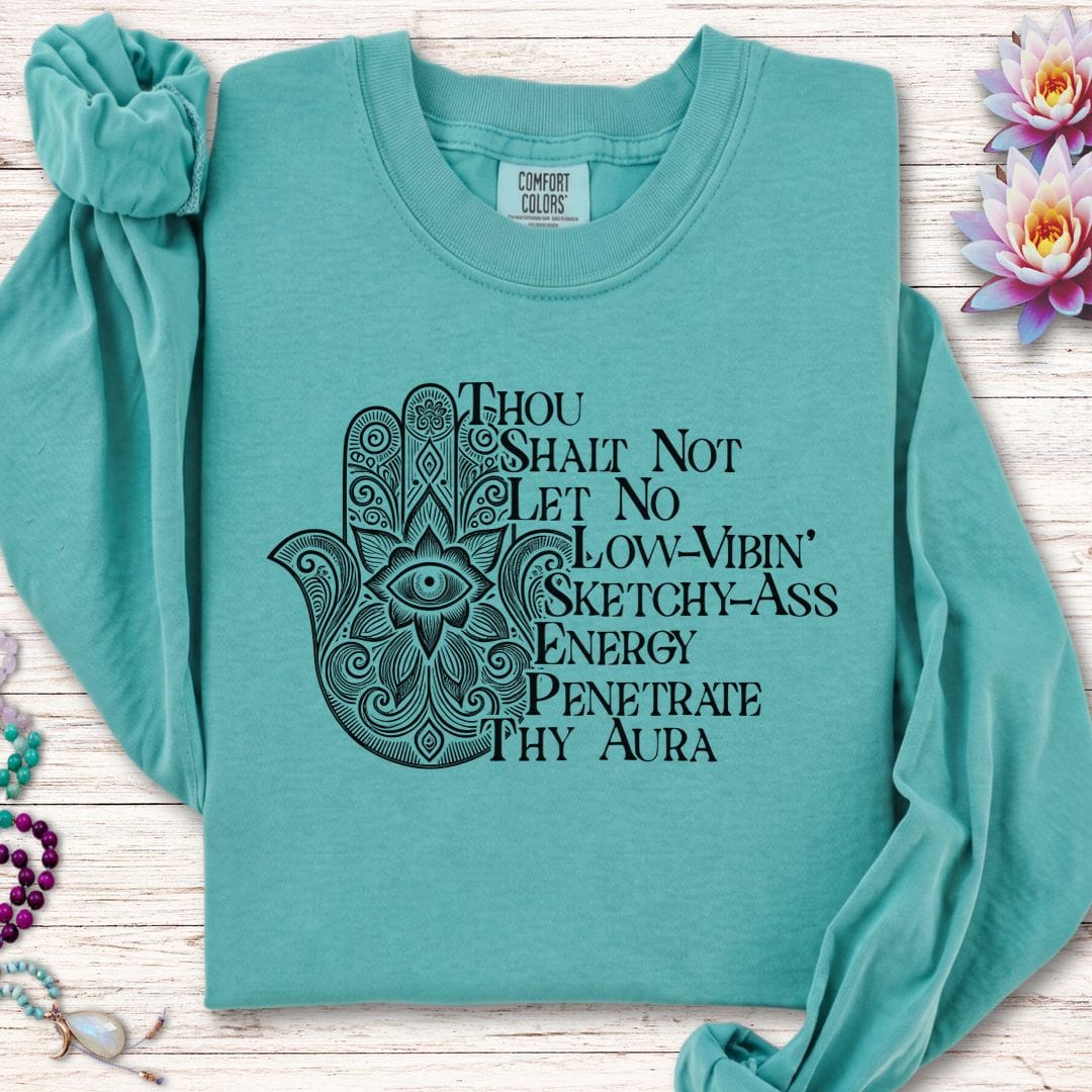Printify Long-sleeve Thou Shalt Not Long Sleeve Tee Seafoam / S