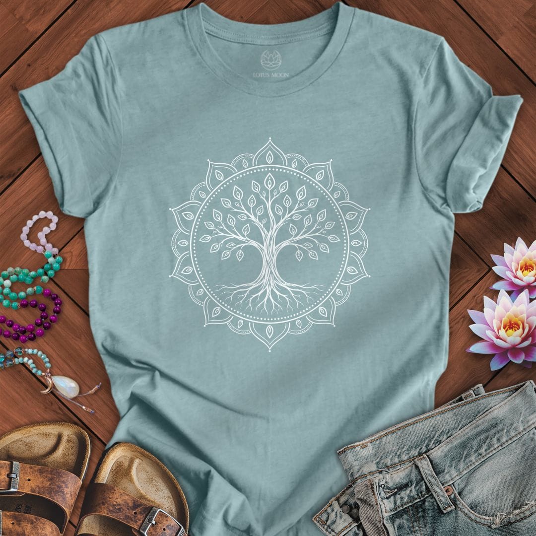 Tree Of Life Mandala Tee Heather Blue Lagoon