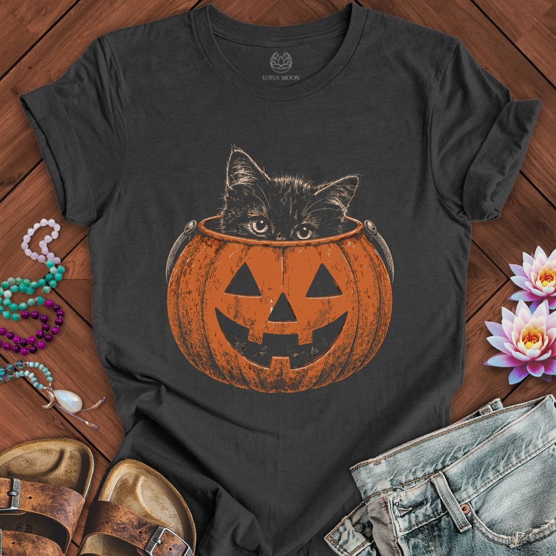 Trick-or-Treat Kitten Tee Dark Grey Heather