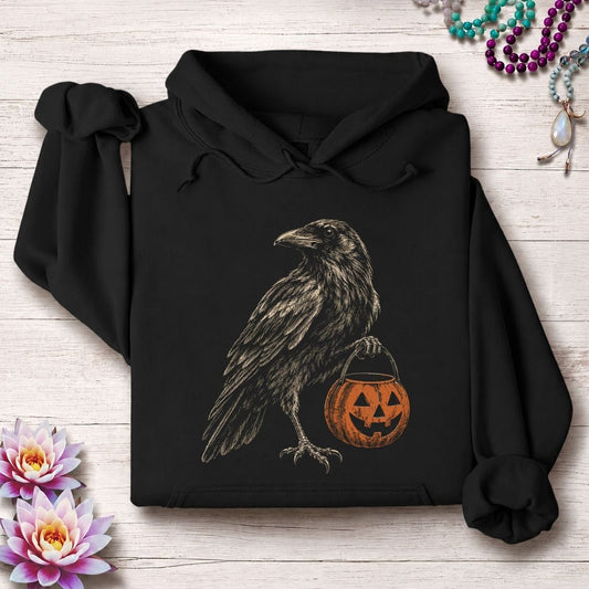 Trick-or-Treat Raven Hoodie Black