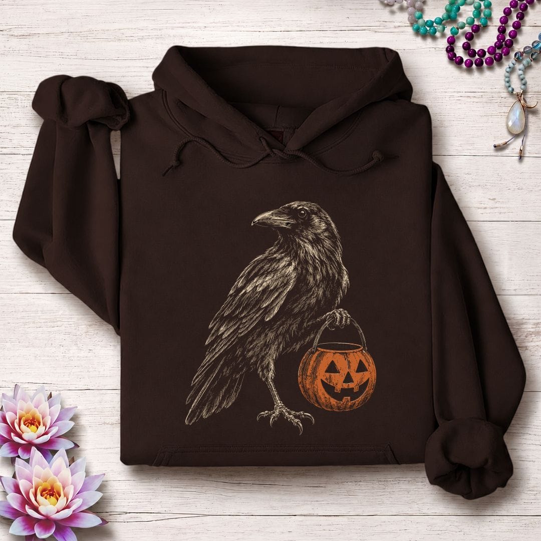 Trick-or-Treat Raven Hoodie Dark Chocolate