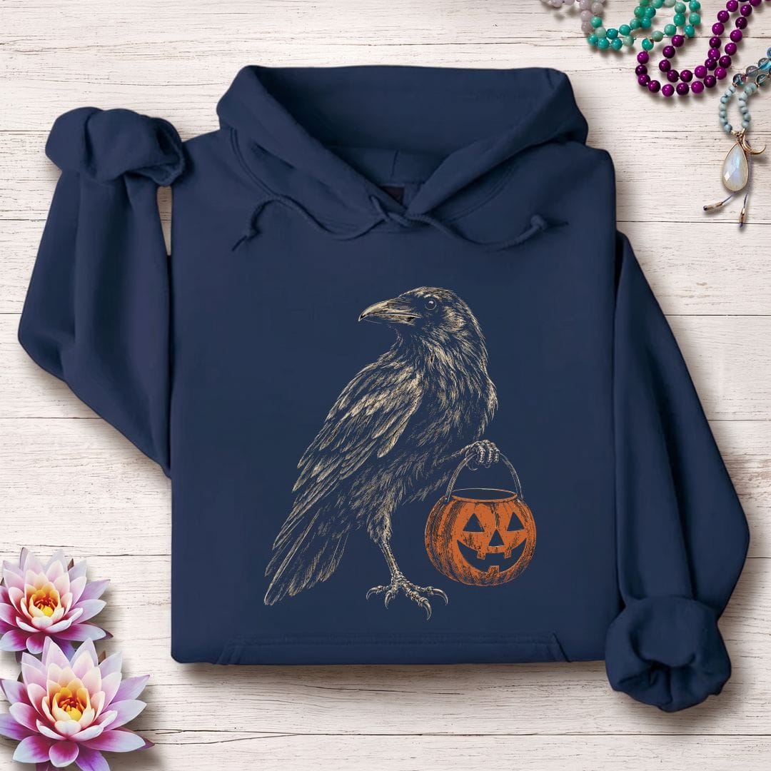 Trick-or-Treat Raven Hoodie Navy