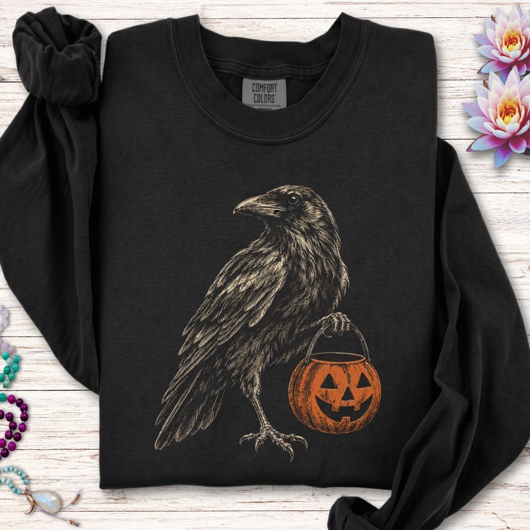 Trick-or-Treat Raven Long Sleeve Tee Black