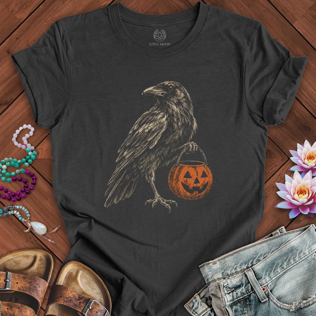 Trick-or-Treat Raven Tee Dark Grey Heather
